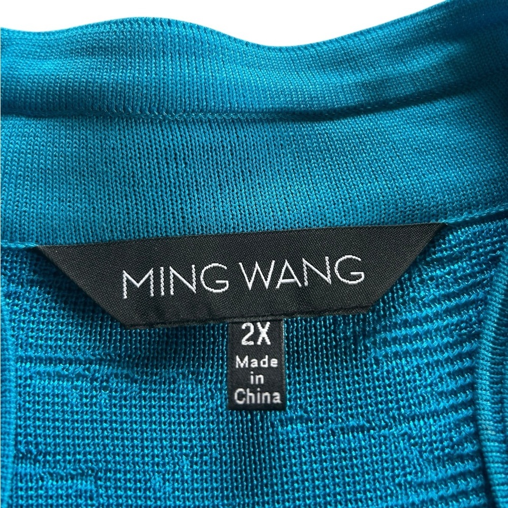 Ming Wang Vibrant Blue Textured Tonal Knit Split sleeve Jacket Size 2X - Picture 6 of 14